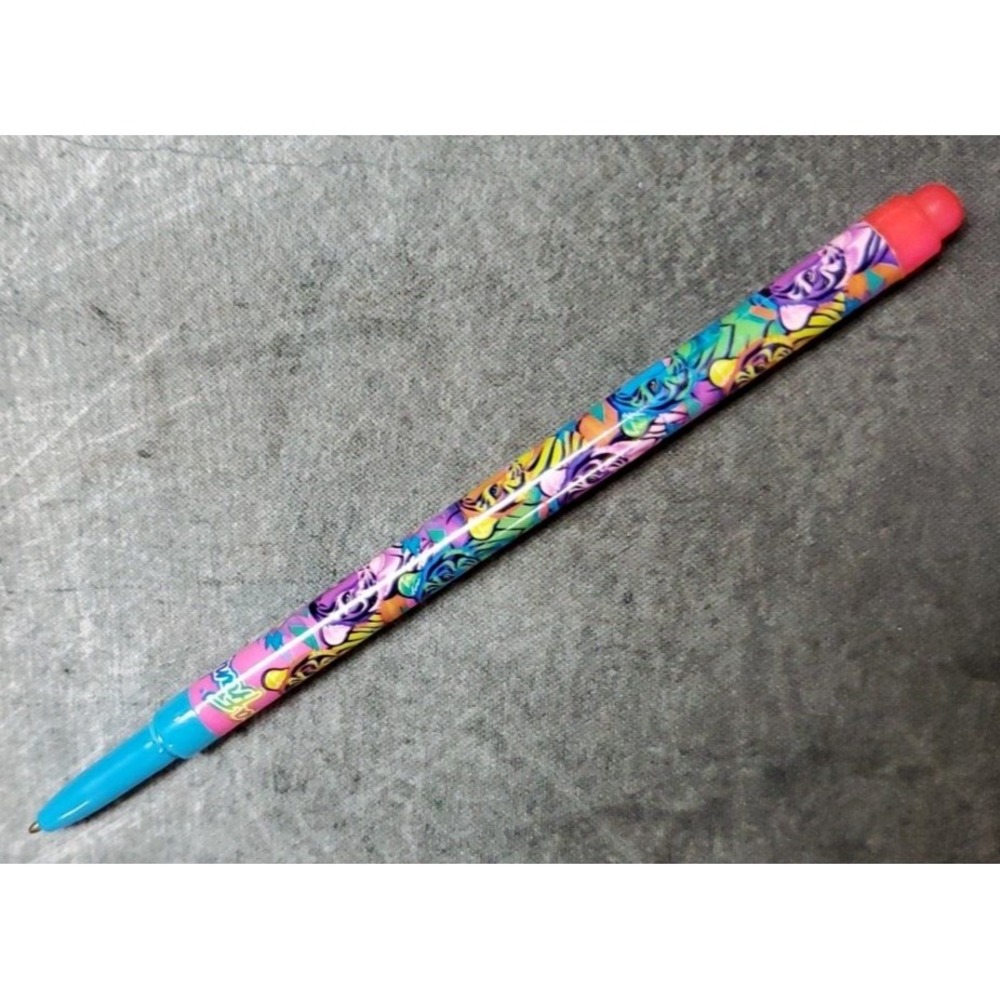 Lisa Frank Tiger Faces Pen Purple Blue Yellow Bkgrnd Pink - No Ink - No Cap Vtg